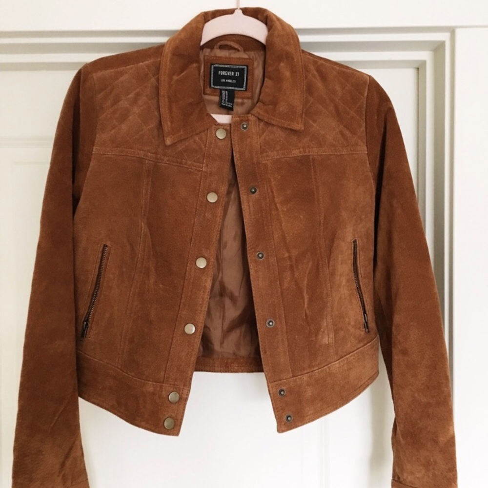 Brown faux suede jacket
